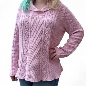 Vintage 90s JEANNE PIERRE 100% Cotton Coquette Fairy Collared Sweater, sz LG